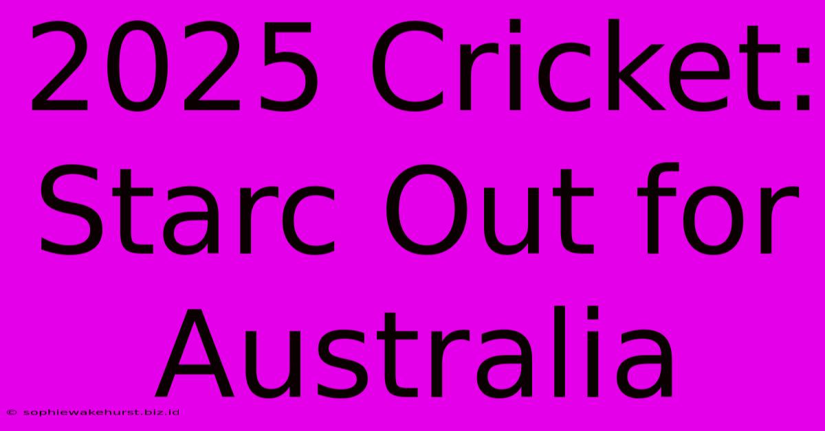 2025 Cricket: Starc Out For Australia