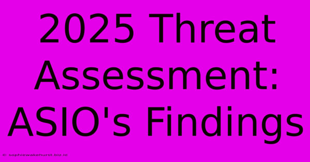 2025 Threat Assessment: ASIO's Findings