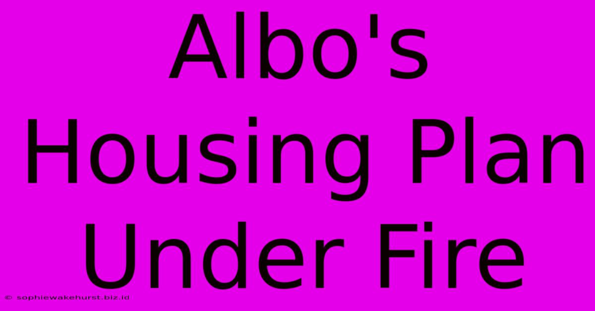 Albo's Housing Plan Under Fire