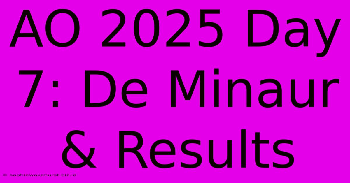 AO 2025 Day 7: De Minaur & Results