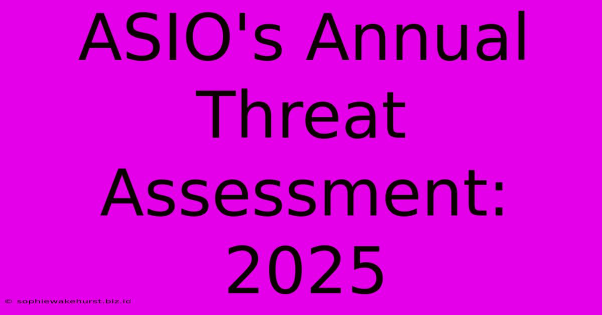 ASIO's Annual Threat Assessment: 2025