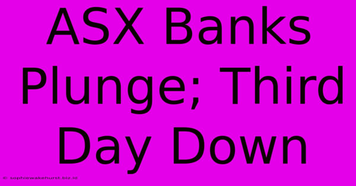 ASX Banks Plunge; Third Day Down