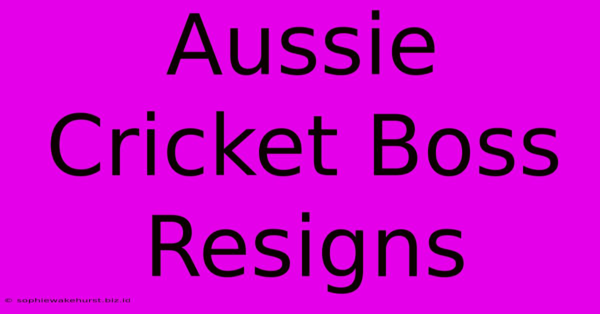 Aussie Cricket Boss Resigns