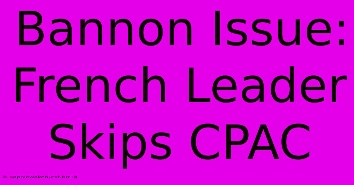 Bannon Issue: French Leader Skips CPAC