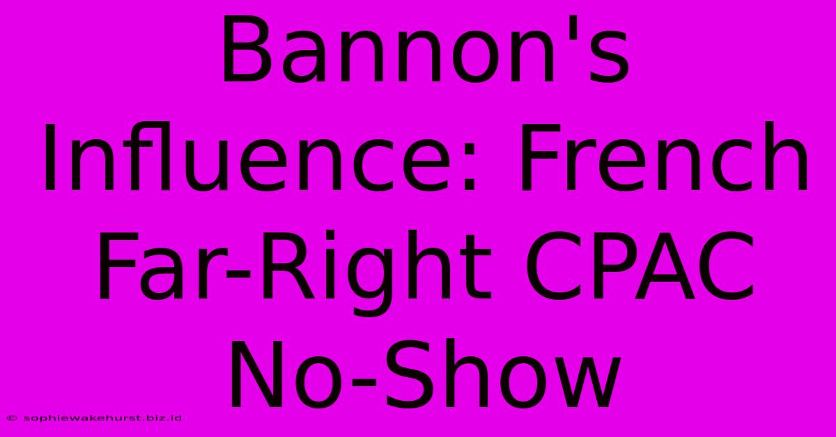 Bannon's Influence: French Far-Right CPAC No-Show