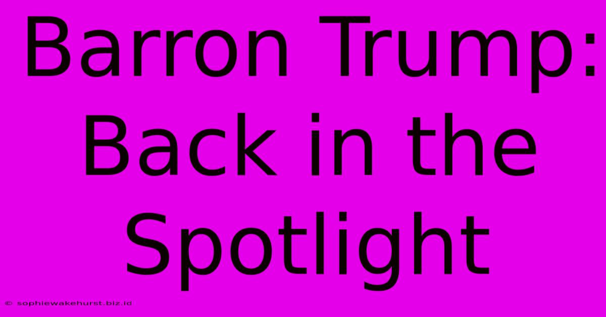 Barron Trump: Back In The Spotlight