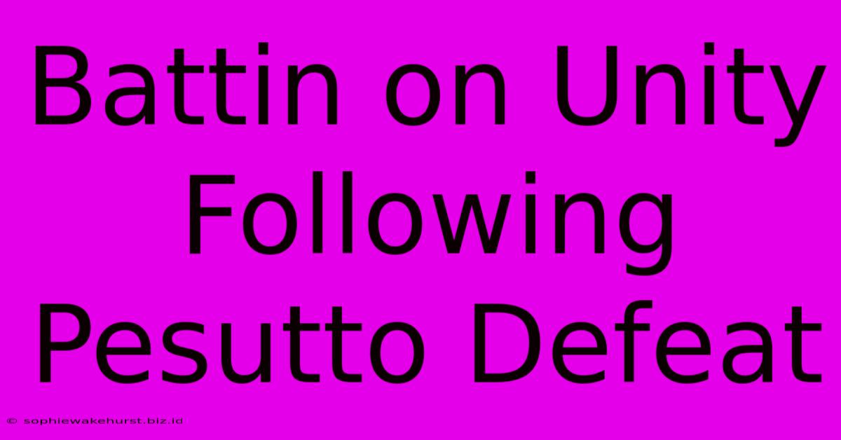 Battin On Unity Following Pesutto Defeat