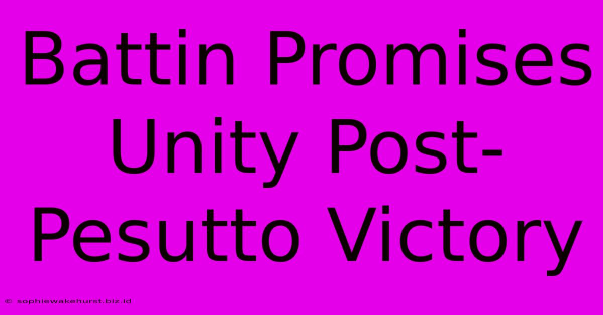 Battin Promises Unity Post-Pesutto Victory