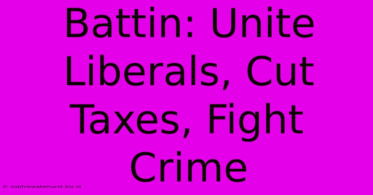 Battin: Unite Liberals, Cut Taxes, Fight Crime