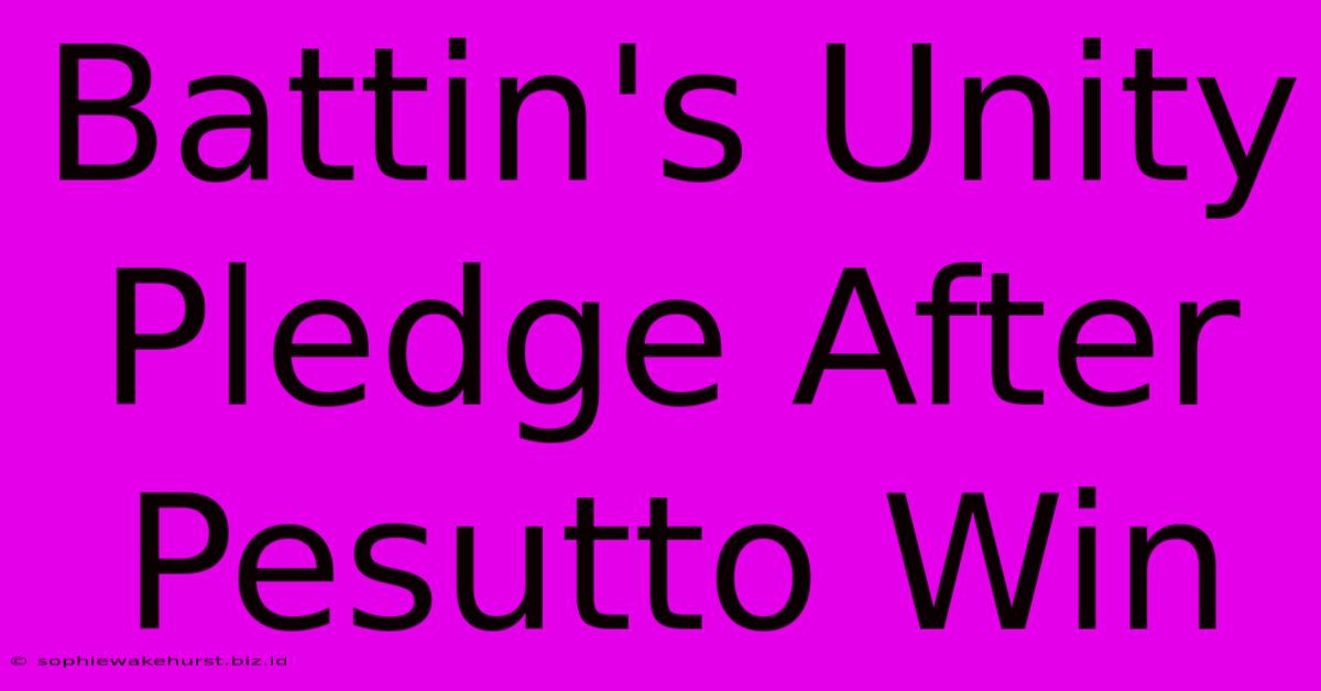 Battin's Unity Pledge After Pesutto Win