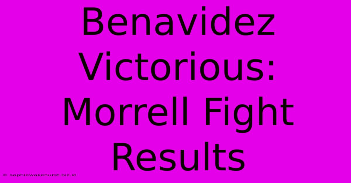 Benavidez Victorious:  Morrell Fight Results