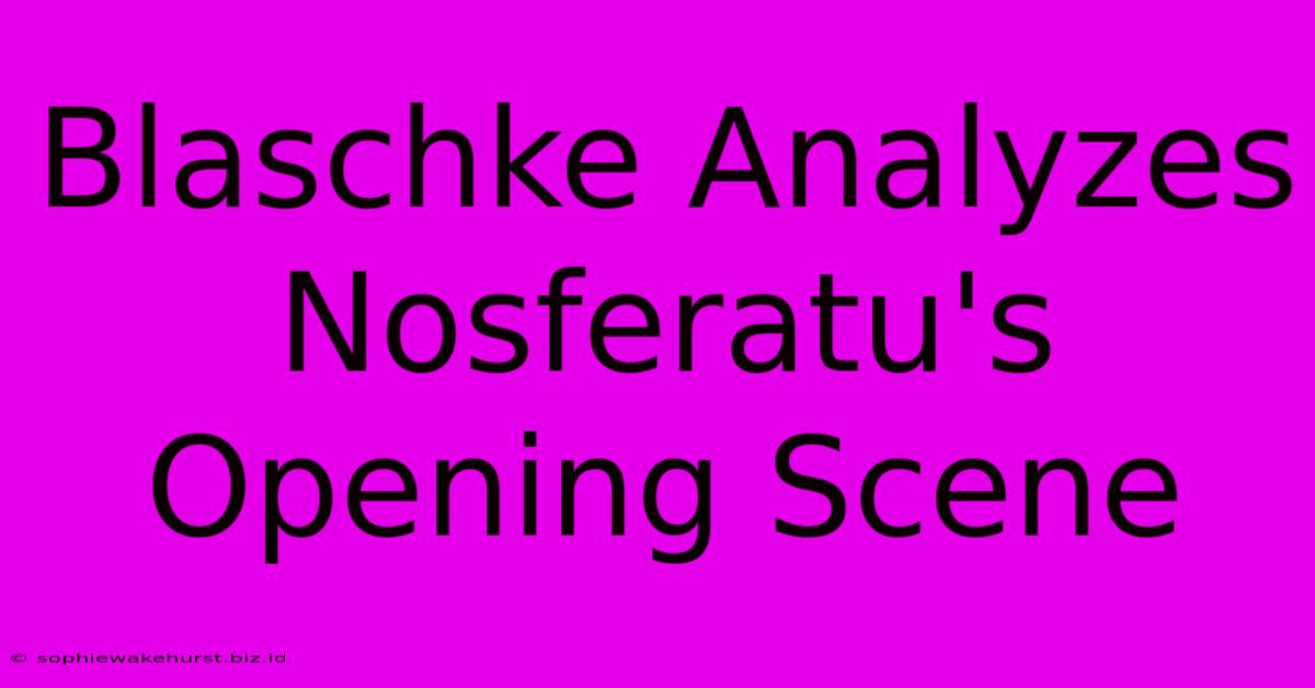 Blaschke Analyzes Nosferatu's Opening Scene