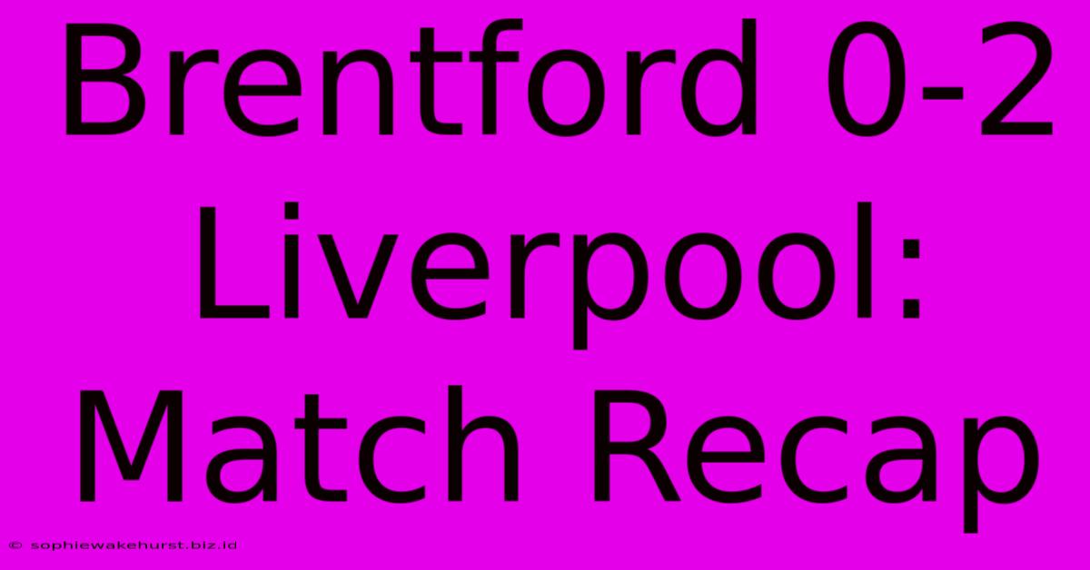 Brentford 0-2 Liverpool: Match Recap