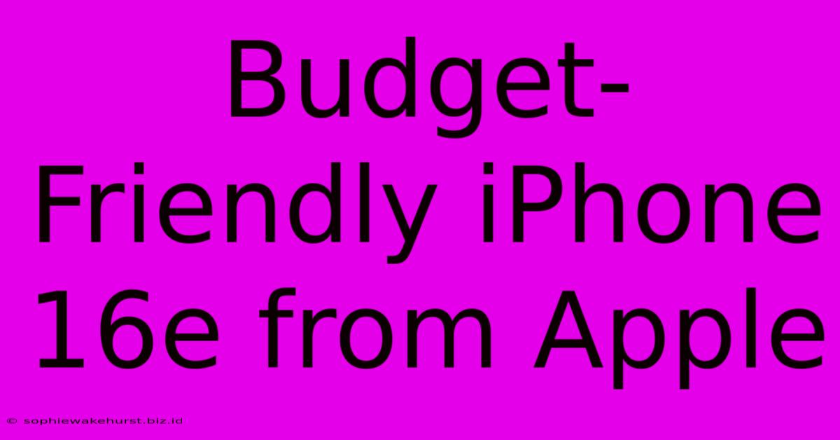 Budget-Friendly IPhone 16e From Apple