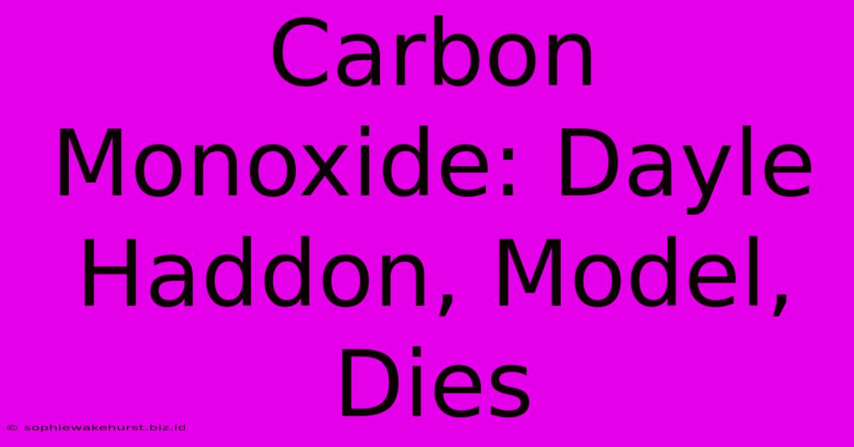 Carbon Monoxide: Dayle Haddon, Model, Dies