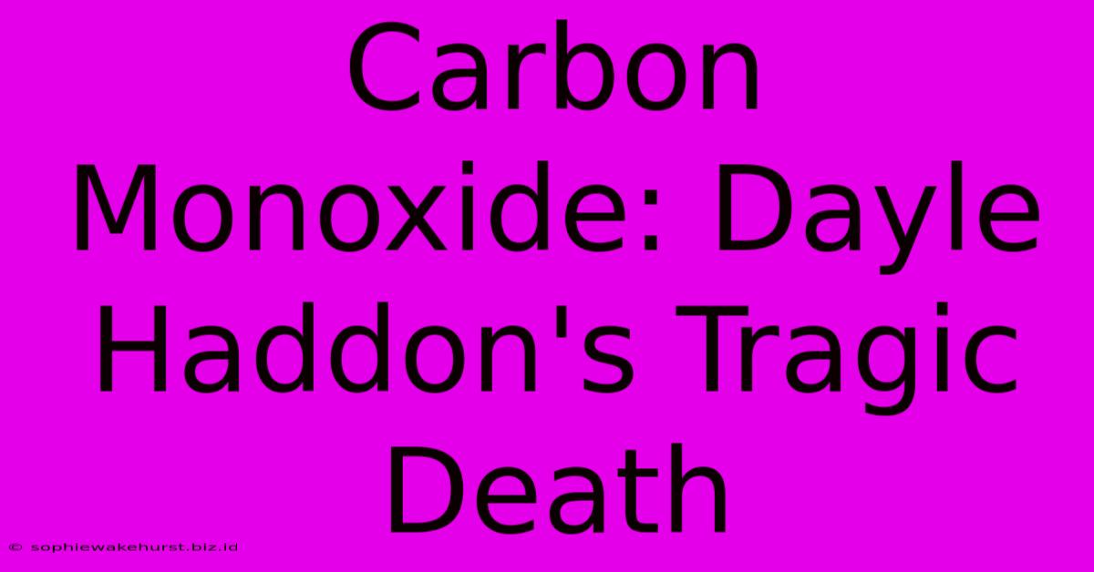 Carbon Monoxide: Dayle Haddon's Tragic Death