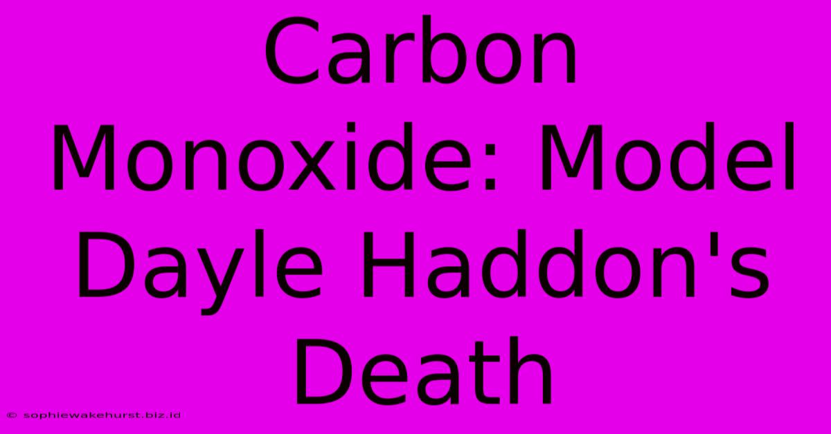 Carbon Monoxide: Model Dayle Haddon's Death