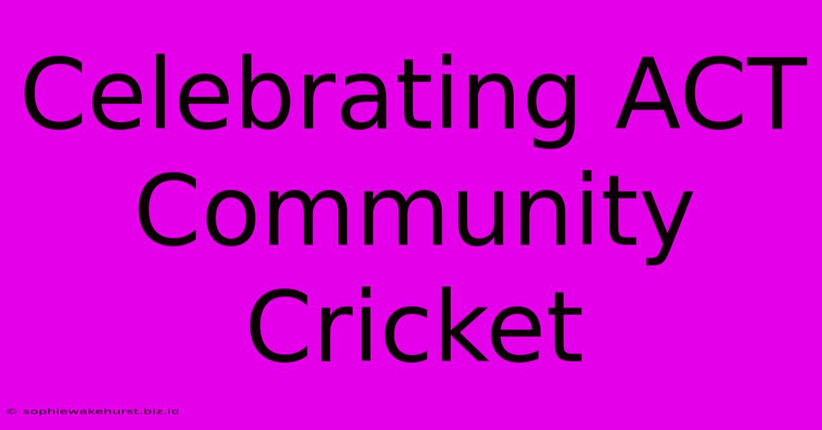 Celebrating ACT Community Cricket