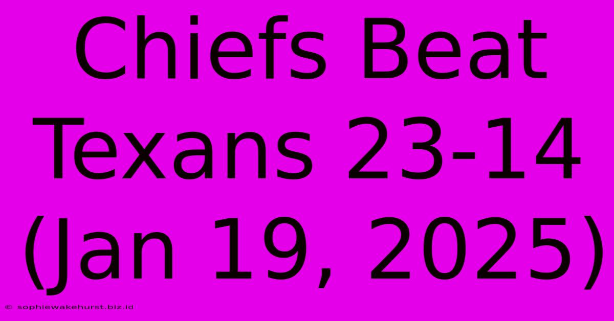 Chiefs Beat Texans 23-14 (Jan 19, 2025)