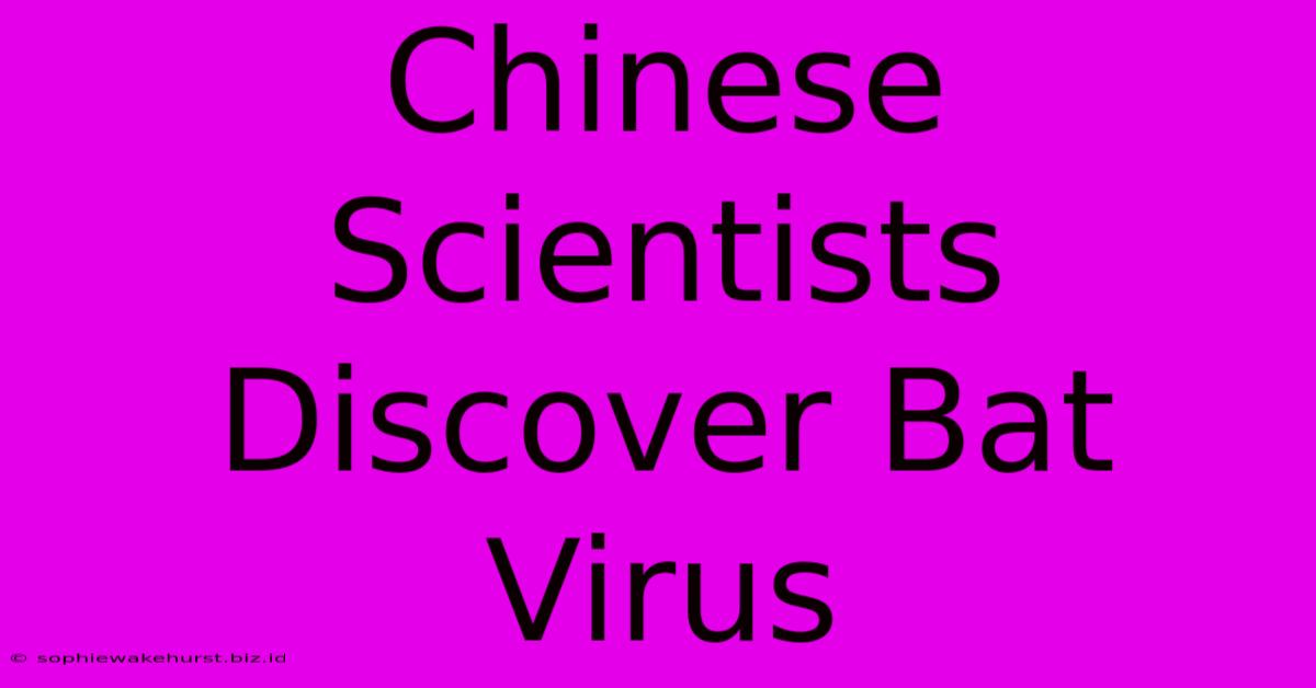 Chinese Scientists Discover Bat Virus