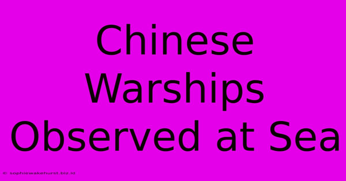 Chinese Warships Observed At Sea