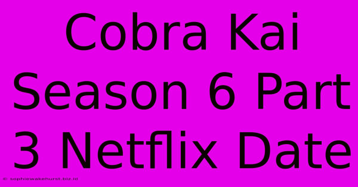 Cobra Kai Season 6 Part 3 Netflix Date