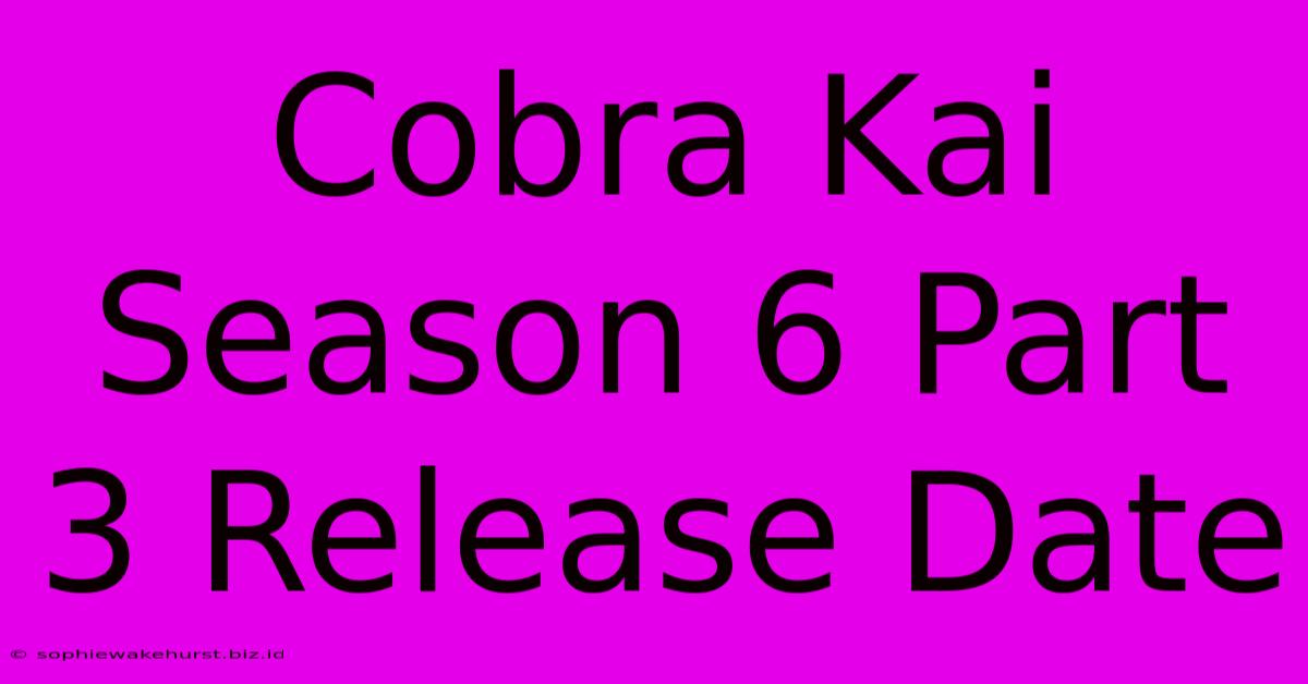 Cobra Kai Season 6 Part 3 Release Date