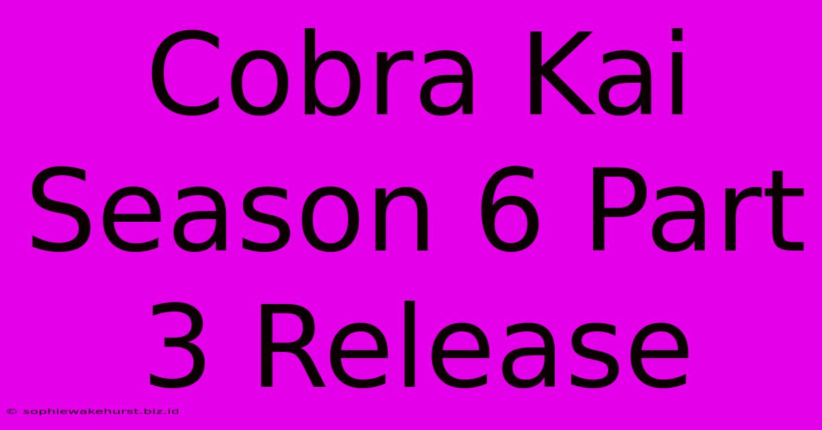 Cobra Kai Season 6 Part 3 Release