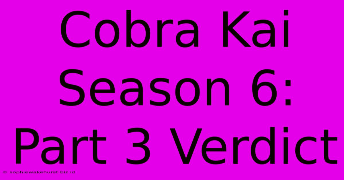 Cobra Kai Season 6: Part 3 Verdict