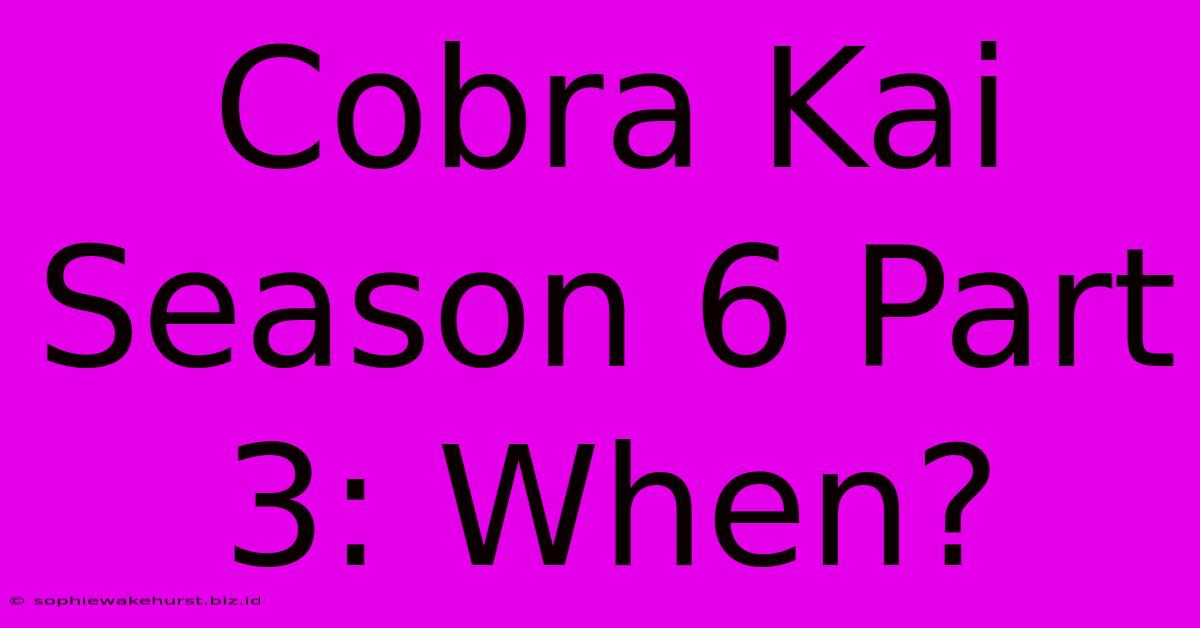 Cobra Kai Season 6 Part 3: When?