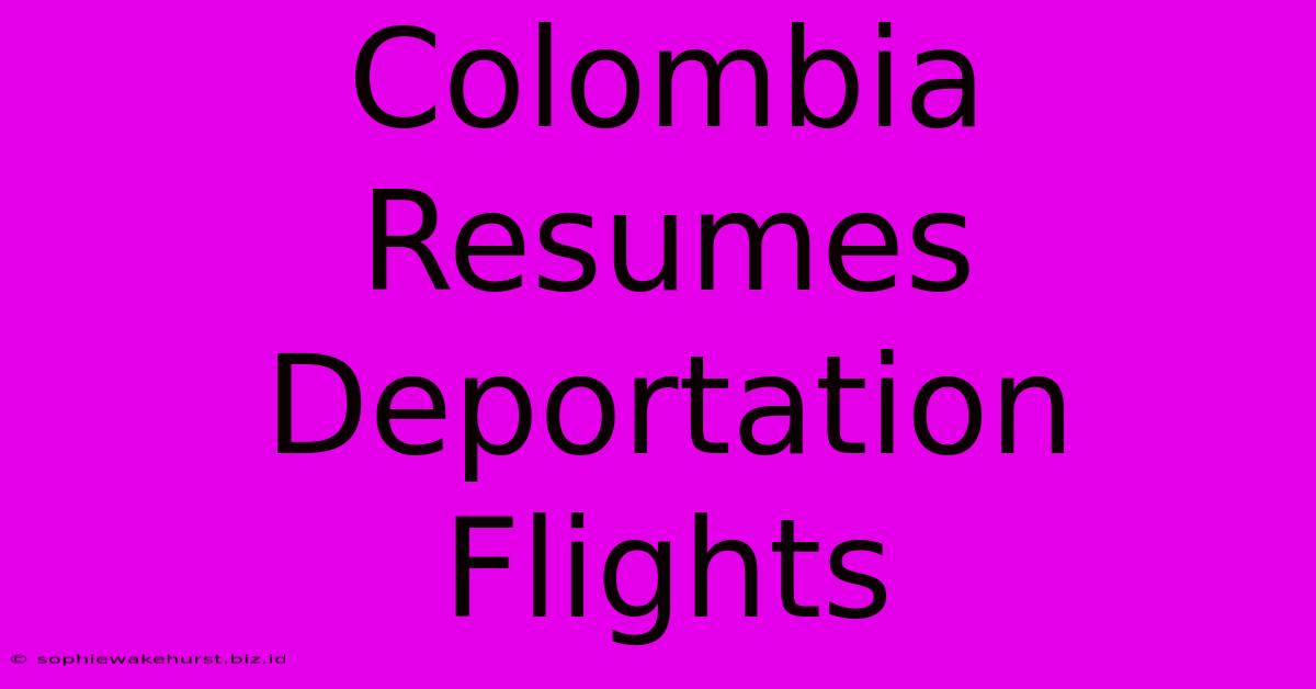 Colombia Resumes Deportation Flights