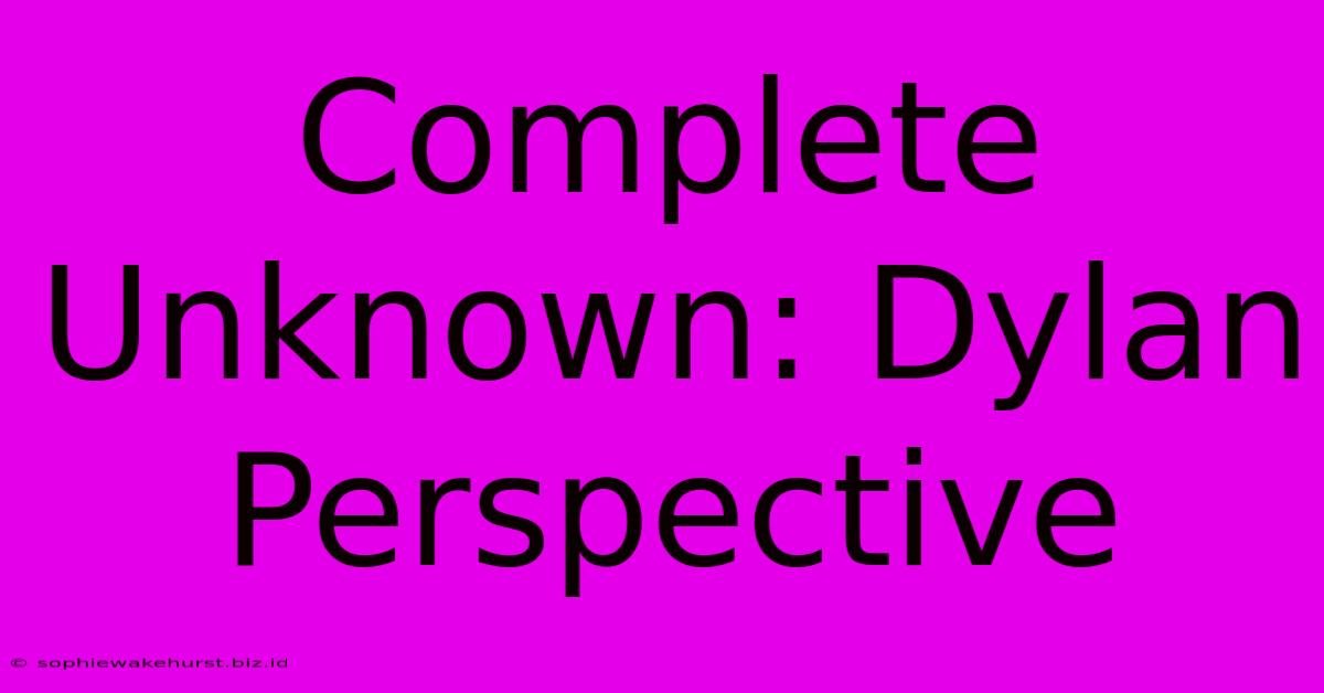 Complete Unknown: Dylan Perspective