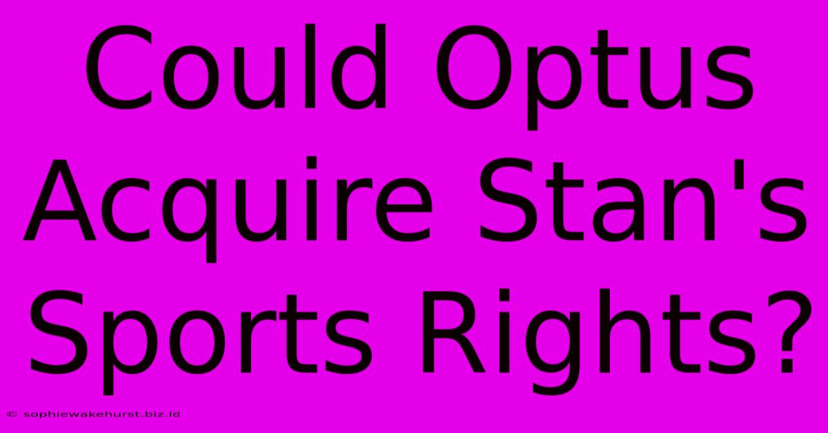 Could Optus Acquire Stan's Sports Rights?