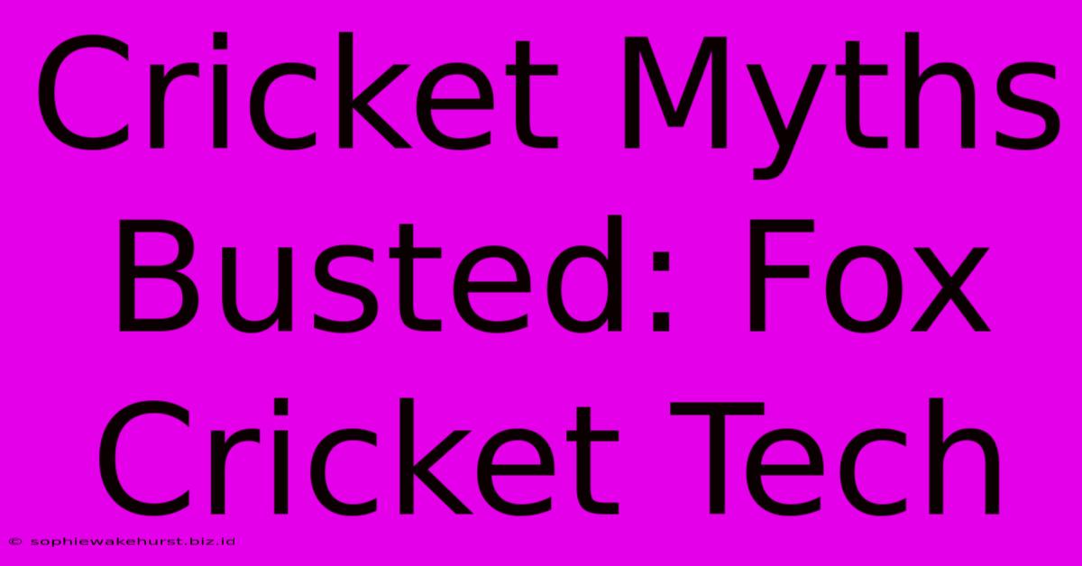 Cricket Myths Busted: Fox Cricket Tech