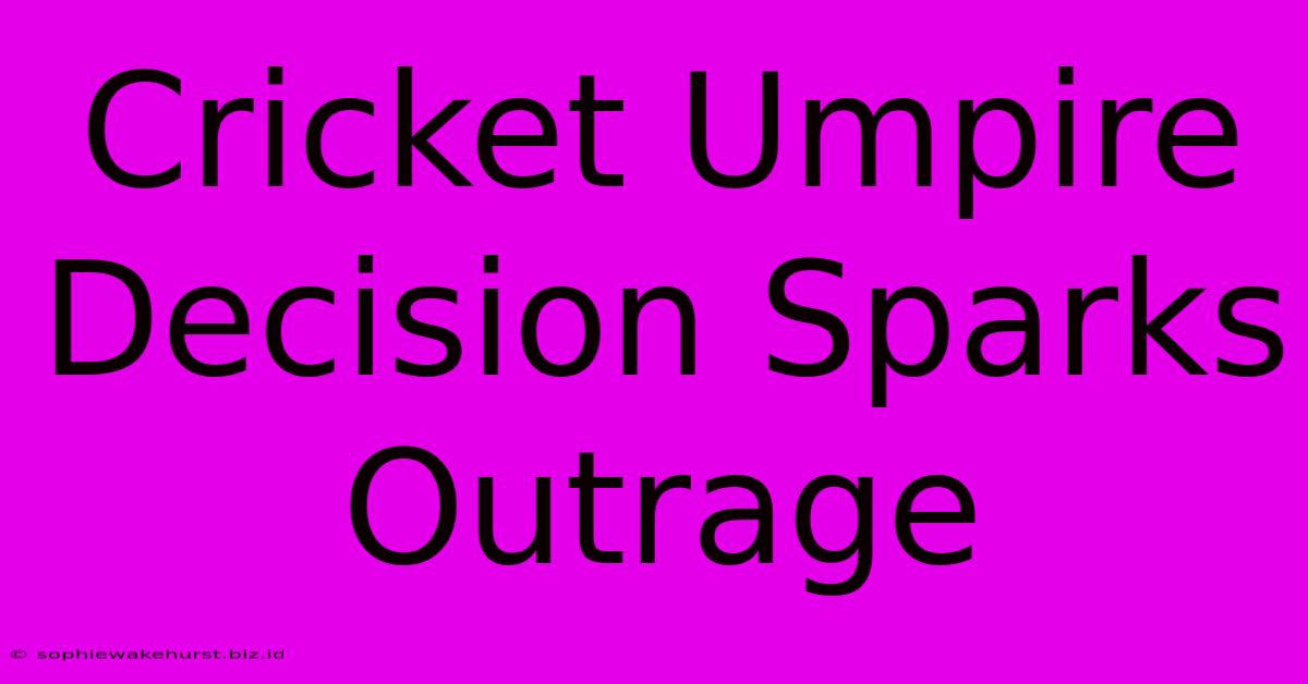 Cricket Umpire Decision Sparks Outrage