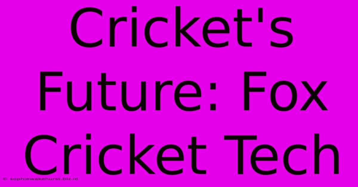 Cricket's Future: Fox Cricket Tech