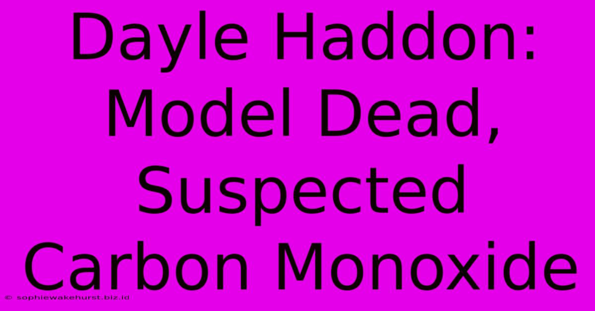 Dayle Haddon: Model Dead, Suspected Carbon Monoxide