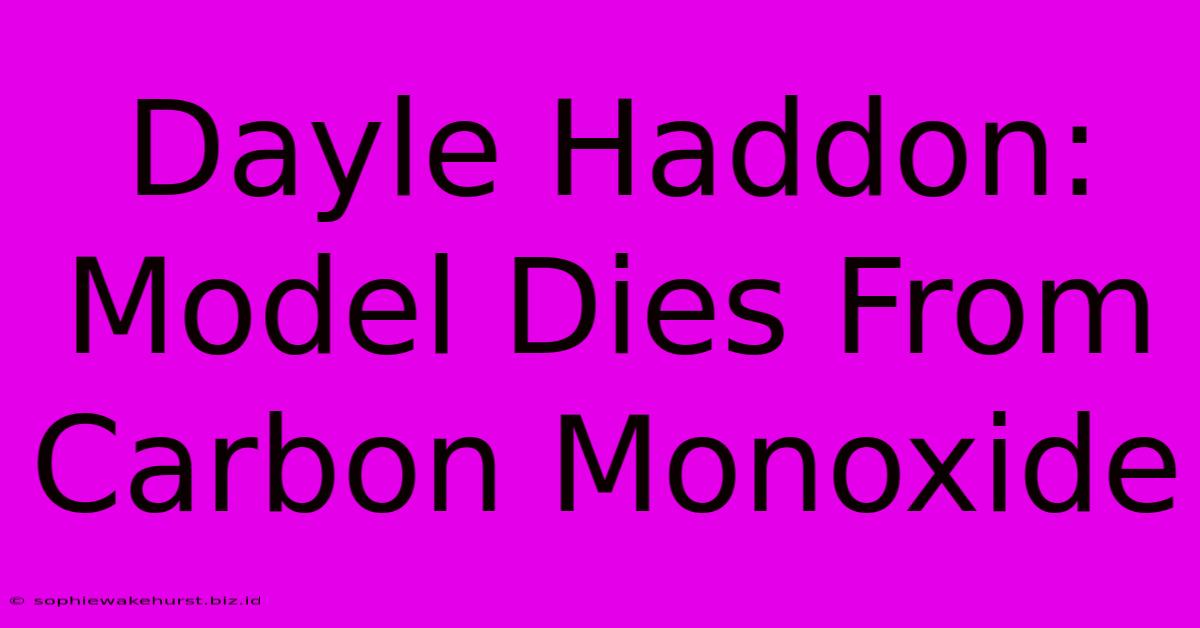 Dayle Haddon: Model Dies From Carbon Monoxide