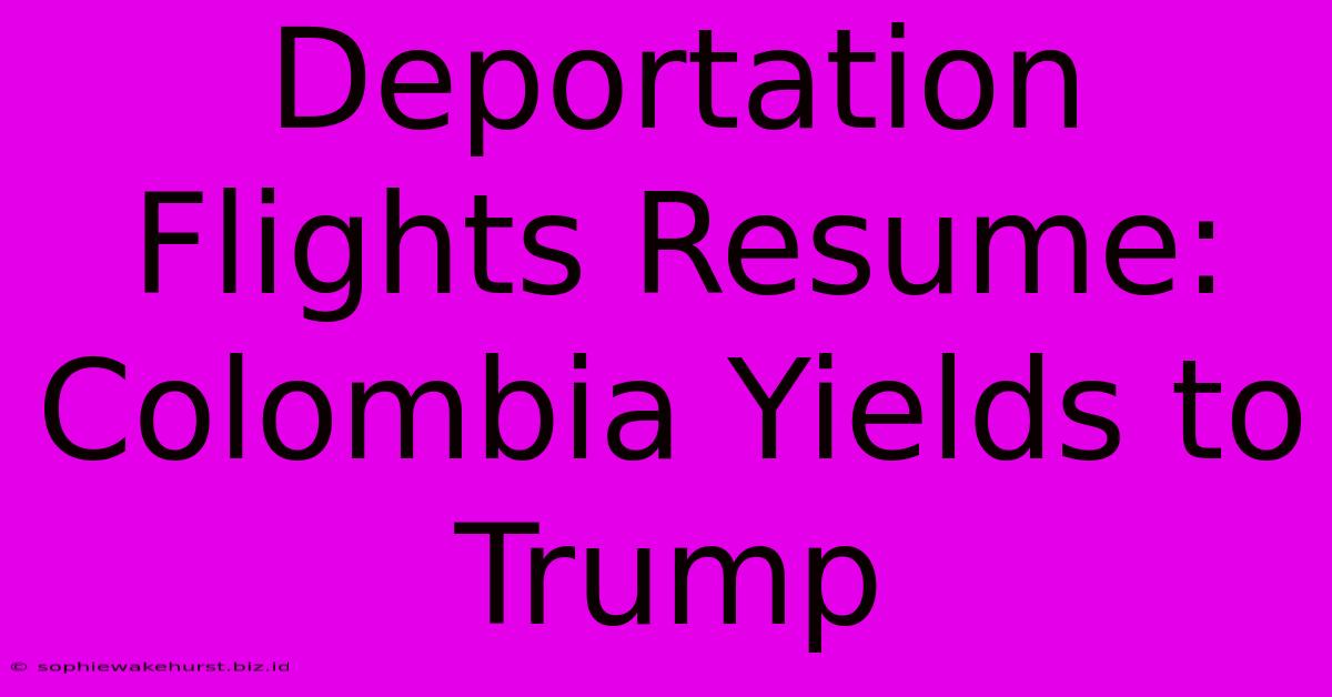 Deportation Flights Resume: Colombia Yields To Trump