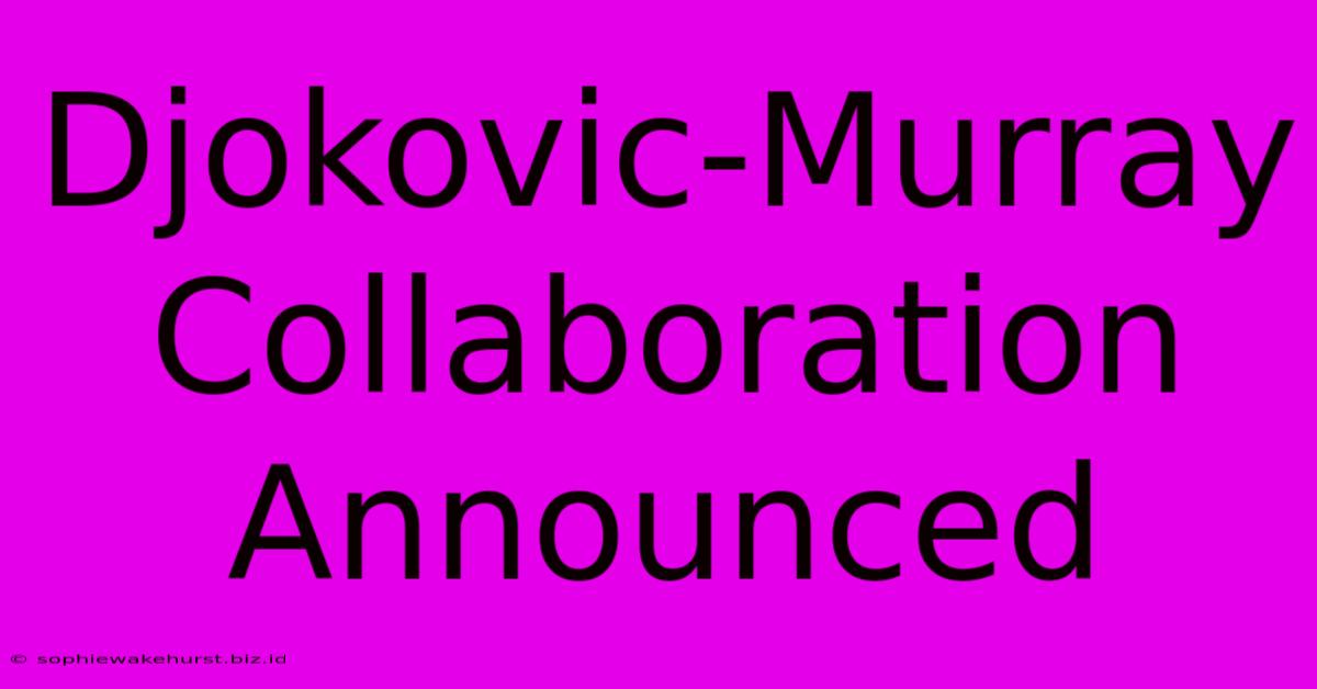 Djokovic-Murray Collaboration Announced