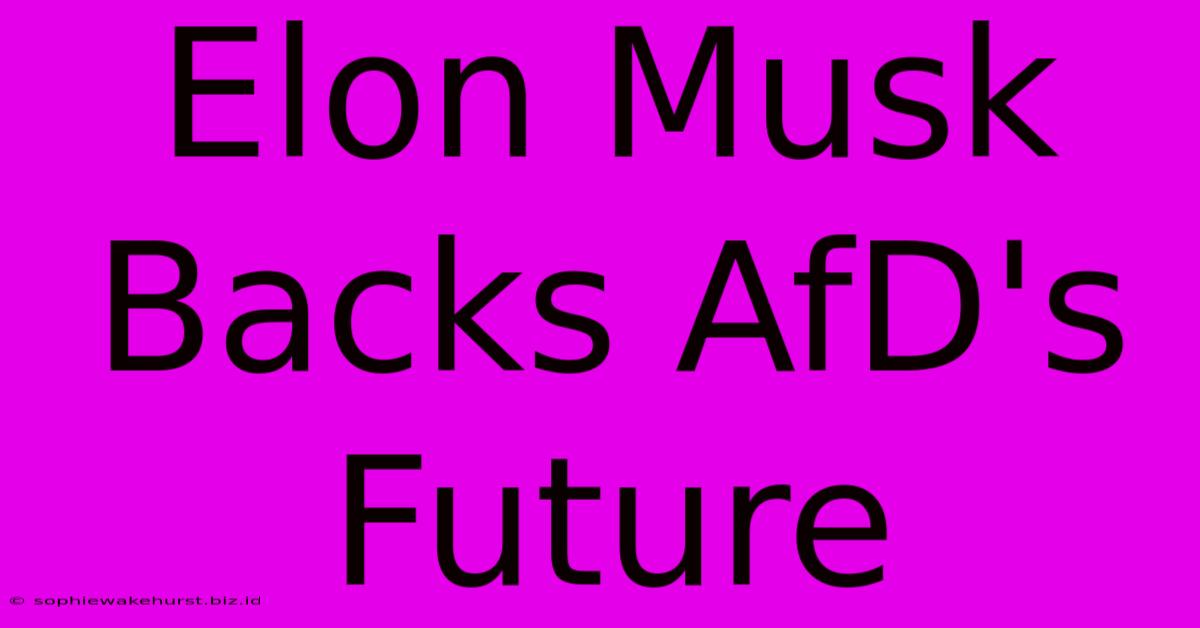 Elon Musk Backs AfD's Future