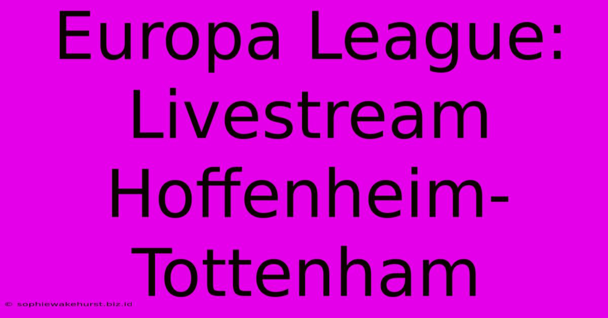 Europa League: Livestream Hoffenheim-Tottenham