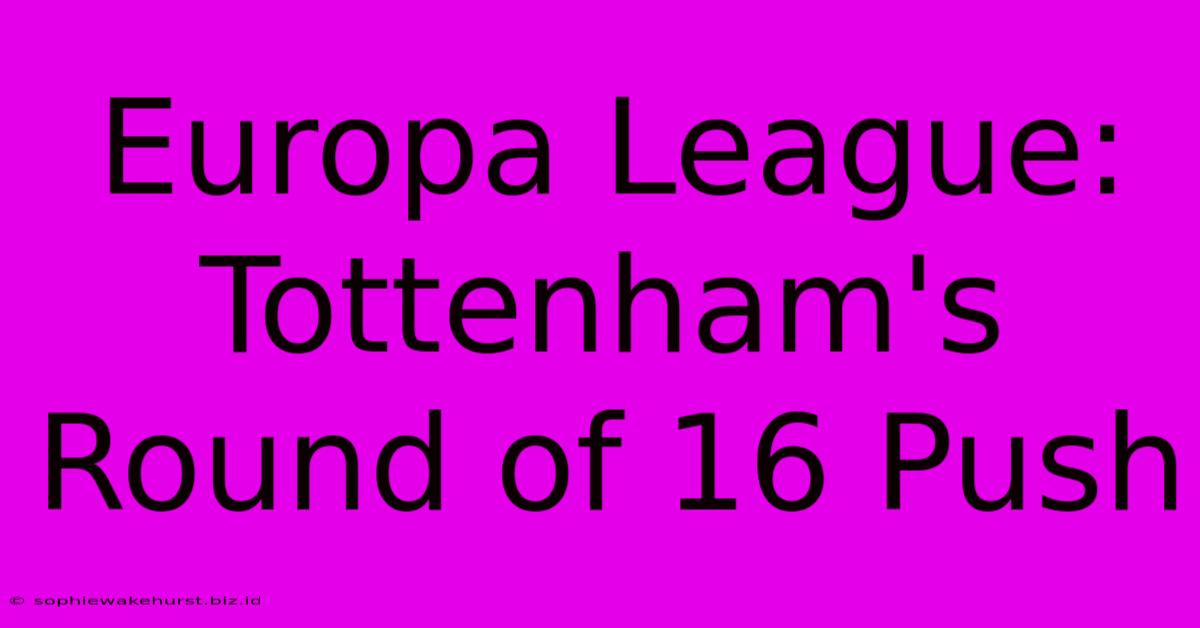 Europa League: Tottenham's Round Of 16 Push