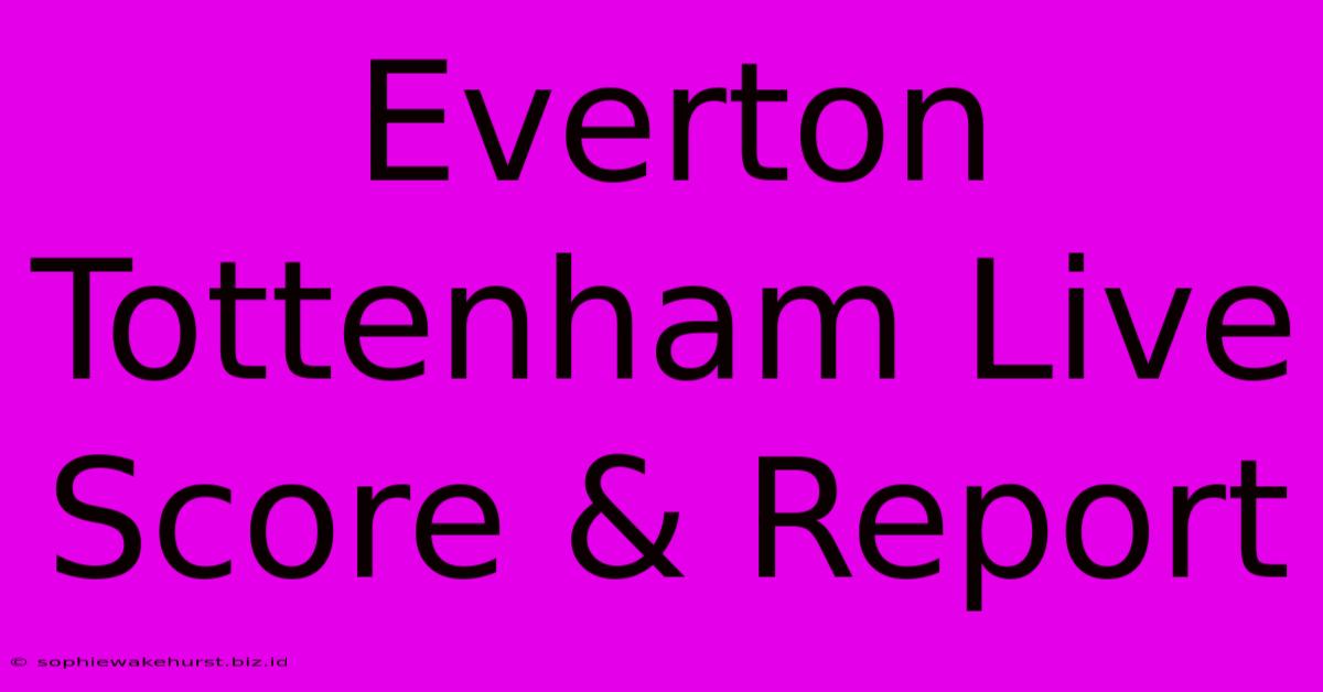 Everton Tottenham Live Score & Report