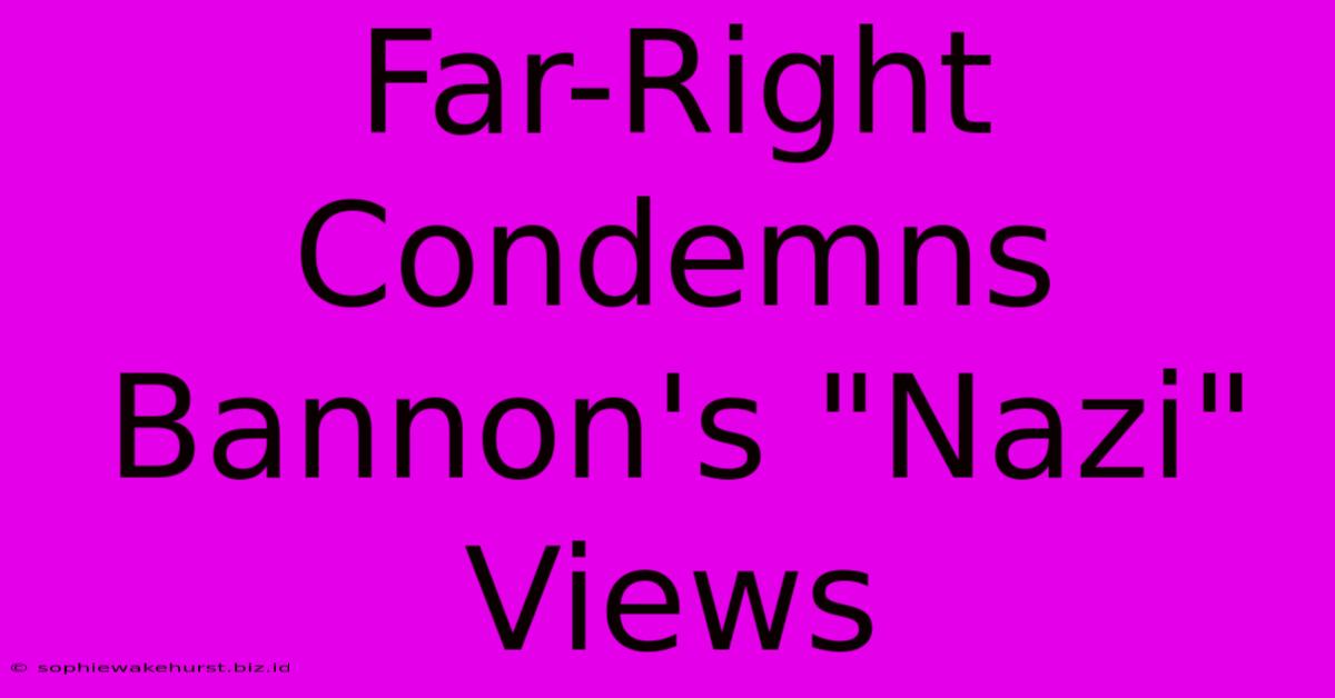 Far-Right Condemns Bannon's 