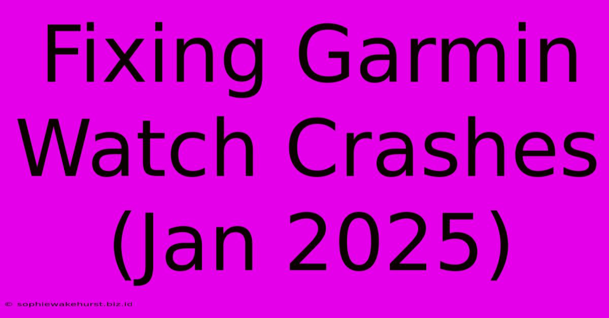 Fixing Garmin Watch Crashes (Jan 2025)