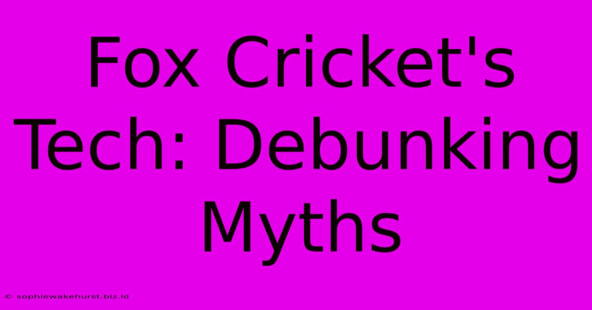 Fox Cricket's Tech: Debunking Myths