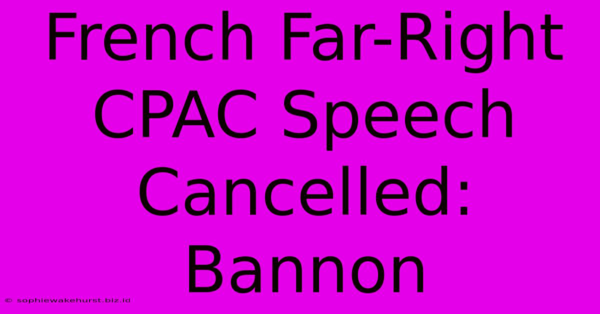 French Far-Right CPAC Speech Cancelled: Bannon