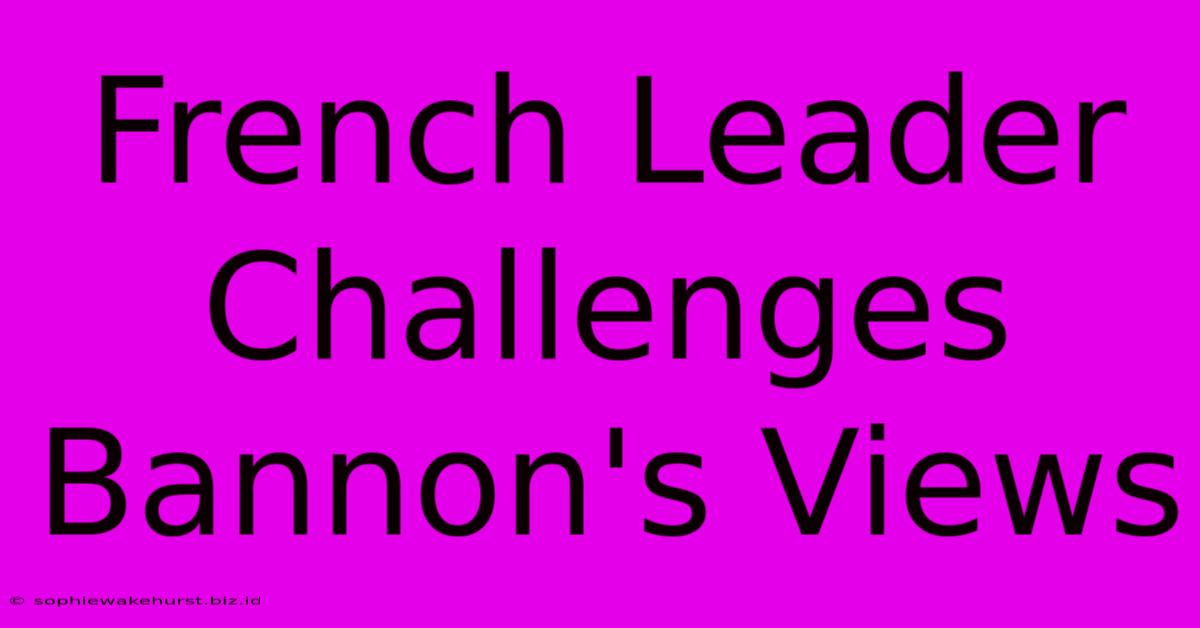 French Leader Challenges Bannon's Views