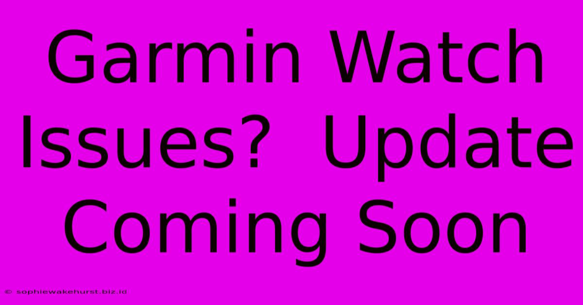 Garmin Watch Issues?  Update Coming Soon